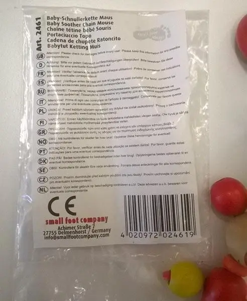 Photo from the official notice: Small Foot Baby Soother Chain Mouse — choking & strangulation risk