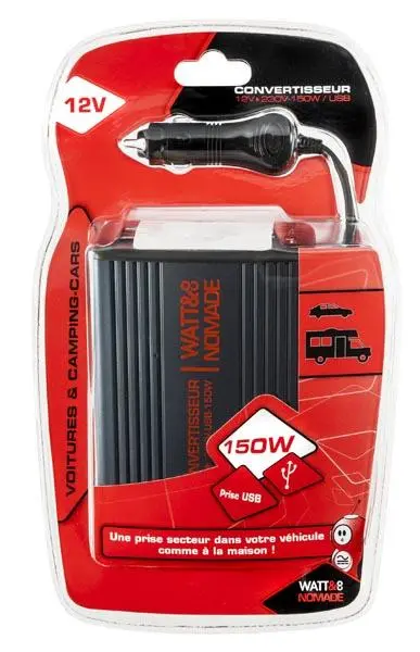 Foto uit de officiële melding: Watt and Co Nomade Convertisseur 12V – 230V - 150W / USB Stroomomvormer — risico: Elektrische schok