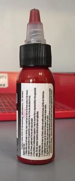 Photo from the official notice: FUSION INK True Blood tattoo ink — chemical risk