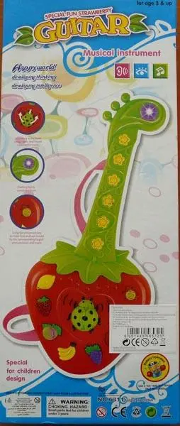 Foto uit de officiële melding: Koome toy GUITAR - special fun strawberry Speelgoed muziekinstrument — risico: Brandwonden