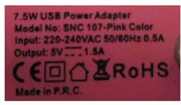 Photo de l’avis officiel: Snail USB Power Adapter - Self-Retracting Wall Charger for Smartphones Alimentation électrique — risque: Choc électrique