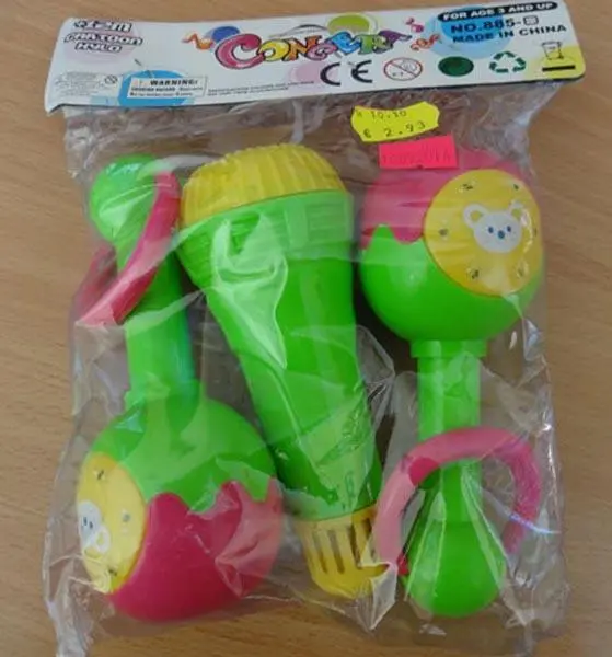 Photo from the official notice: XBS Concert plastic rattle set — choking risk