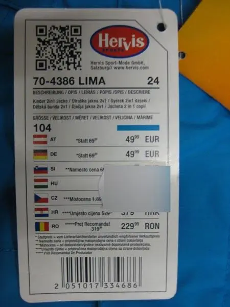 Photo from the official notice: Hervis, KILIMANJARO children’s jacket — strangulation risk