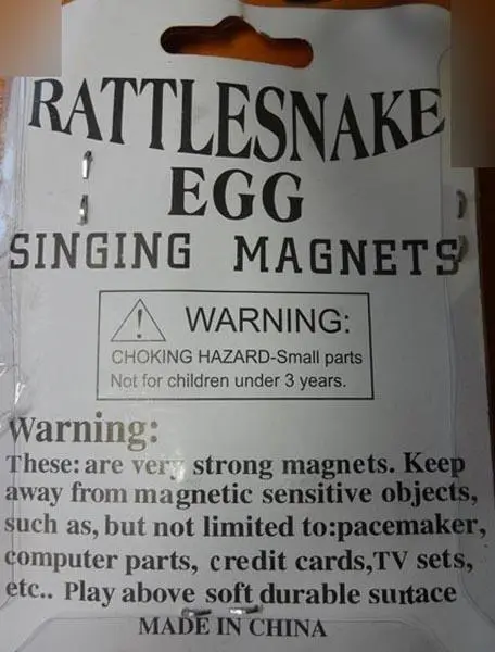 Photo de l’avis officiel: Rattlesnake Egg Jouets magnétiques — risque: Blessures