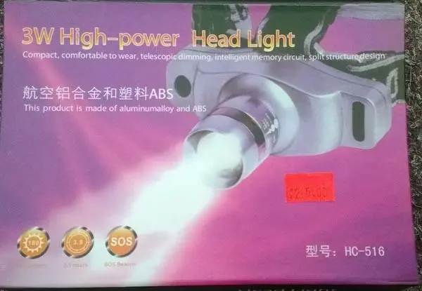 Photo de l’avis officiel: 3W High-Power Headlight Torche de tête — risque: Blessures