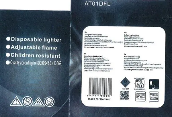 Photo de l’avis officiel: ATASH Disposable Lighter Briquet — risque: Brûlures