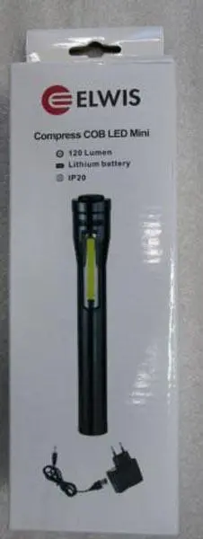 Photo de l’avis officiel: Elwis Compress COB LED Mini Torche LED rechargeable — risque: Choc électrique