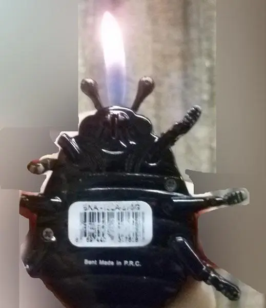 Photo from the official notice: Bent novelty lighter — fire risk