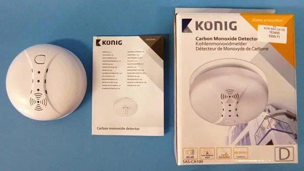 Photo from the official notice: König Carbon Monoxide Detector — suffocation risk