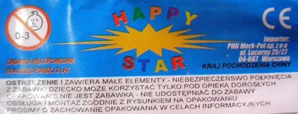 Photo de l’avis officiel: Happy Star Jouet push-along — risque: Étouffement & Suffocation