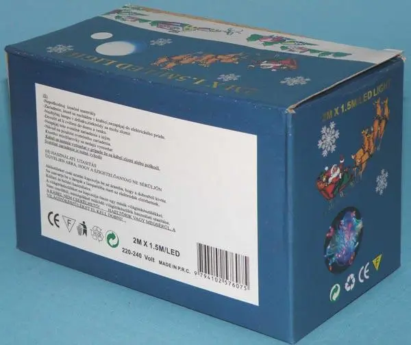 Photo from the official notice: 2M X 1.5M/LED LIGHT lighting chain — electric shock & fire risk