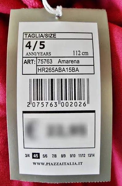 Photo from the official notice: Piazza Italia Girls girls' sweatshirt — strangulation risk