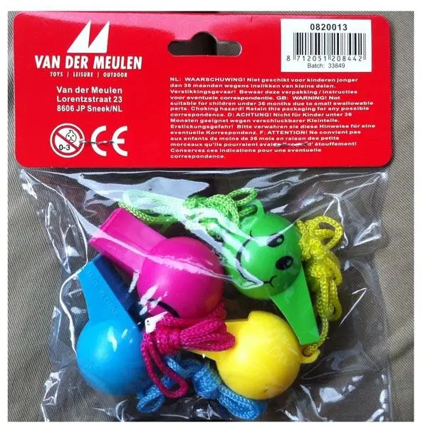 Foto uit de officiële melding: Van der Meulen KID FUN Plastic fluiten — risico: Verwurging