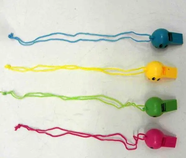 Foto uit de officiële melding: Van der Meulen KID FUN Plastic fluiten — risico: Verwurging