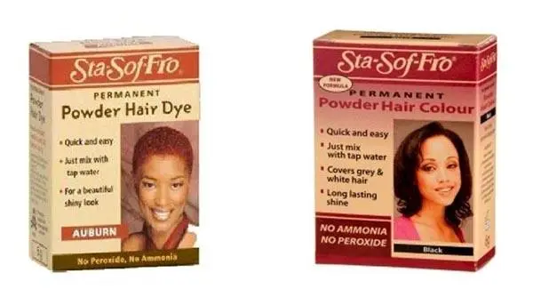 Foto uit de officiële melding: Sta-sof-fro Permanent Powder Hair Colour Haarkleuring — risico: Chemische risico's (A12/1765/15)