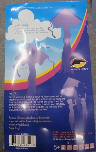 Foto dell’avviso ufficiale: PREMIER KITES Easy Flyer kite / Odd Bird Aquilone — rischio: Rischio chimico