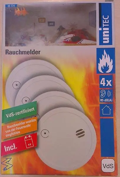 Foto aus der offiziellen Meldung: Unitec Rauchmelder — Risiko: Feuer