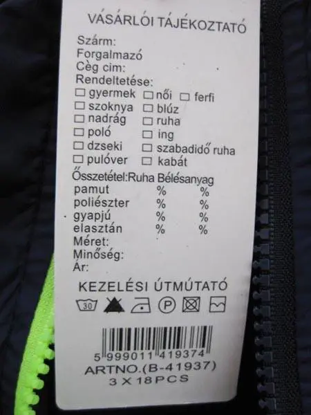 Photo from the official notice: Grace children’s jacket — strangulation risk