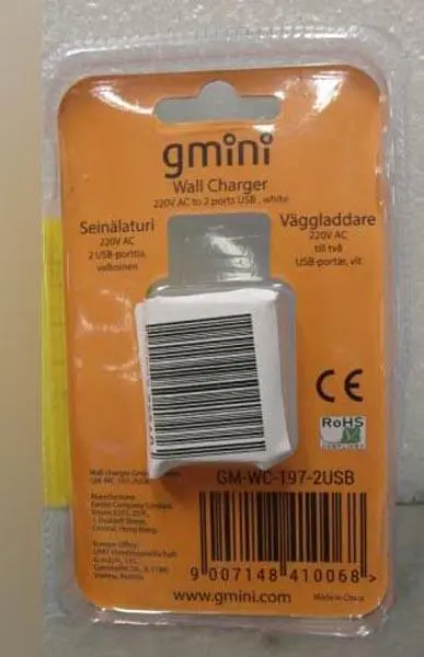 Photo de l’avis officiel: gmini Wall Charger Alimentation USB — risque: Choc électrique