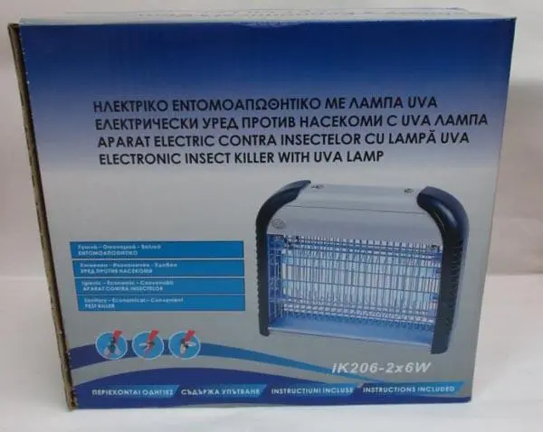 Photo from the official notice: Insect Killer / Electronic Insect Killer with UVA Lamp εlectric insect killer — electric shock risk