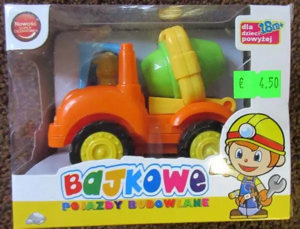 Photo de l’avis officiel: KENYI TOYS - GAZELO toys BAJKOWE POJAZDY BUDOWLANE ('FAIRYTALE CONSTRUCTION VEHICLES') Voiture de jouet en pla — risque: Étouffement