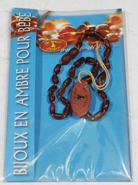 Photo from the official notice: UN AMOUR D'AMBRE BIJOUX EN AMBRE POUR BÉBÉ ('amber jewellery for babies') amber necklace — choking risk