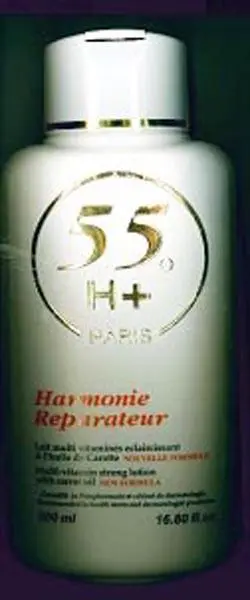 Foto aus der offiziellen Meldung: 55 H+ Paris Harmonie Reparateur - Multi-vitamin strong lotion with carrot oil Hautaufhellendes Produkt — Risiko: Chemikalie