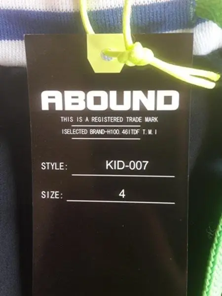 Foto uit de officiële melding: Abound Kinderbroeken — risico: Verwonding (A12/0276/16)