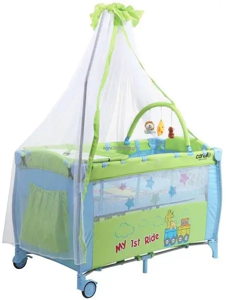 Photo from the official notice: CARELLO children's travel cot — strangulation & suffocation risk