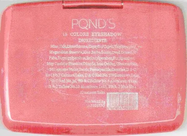 Foto dell’avviso ufficiale: PQND's 18 COLORS EYESHADOW Ombretto — rischio: Rischio chimico