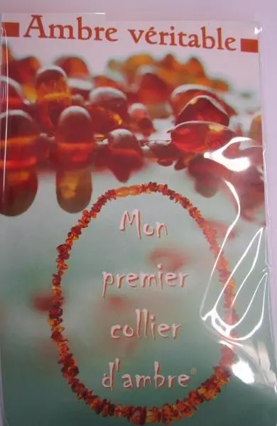 Photo from the official notice: Mon premier collier d'ambre ('My first amber necklace') — strangulation risk