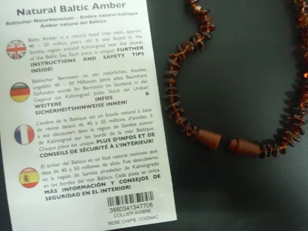 Photo de l’avis officiel: Le collier pour bébé ('Babies' amber necklace') Collier d’ambre — risque: Etranglement