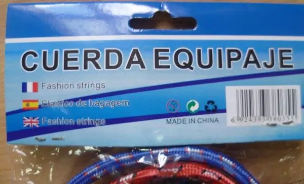Photo de l’avis officiel: CUERDA EQUIPAJE ('luggage straps') Sangles à bagages élastiques — risque: Blessures