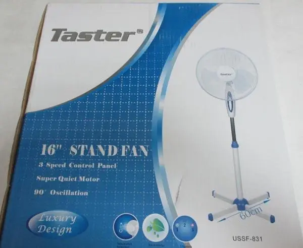 Foto do aviso oficial: Taster 16" Stand Fan Ventoinha elétrico — risco: Choque elétrico & Ferimentos
