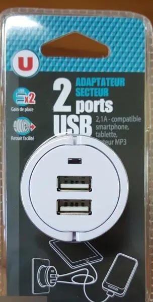 Photo de l’avis officiel: Système U Adaptateur Secteur Alimentation USB — risque: Choc électrique