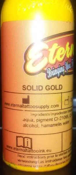 Foto dell’avviso ufficiale: Eternal Ink Solid Gold Inchiostro del tatuaggio — rischio: Rischio chimico (A12/0483/16)