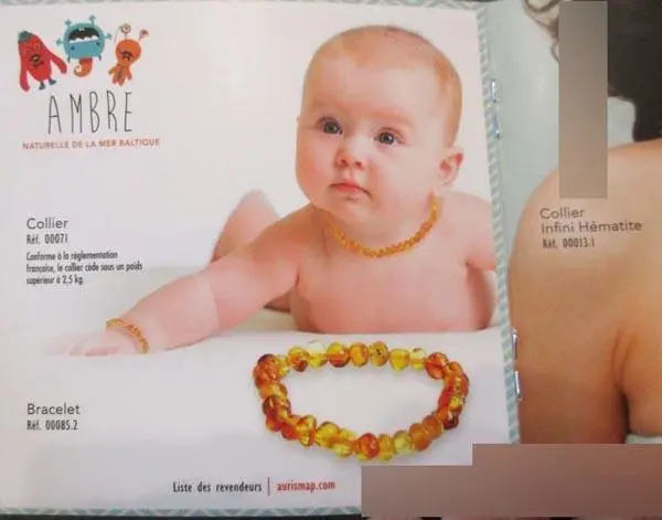 Foto aus der offiziellen Meldung: Auris Bernsteinschmuck für Kinder — Risiko: Ersticken