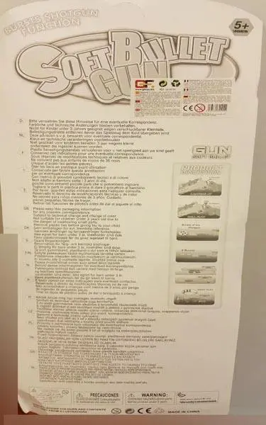 Photo from the official notice: GF Toys SOFT BULLET GUN toy gun set — choking risk