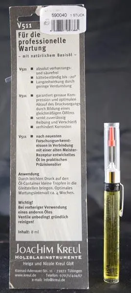 Foto aus der offiziellen Meldung: Joachim Kreul Ventilöl ('Valve oil') Ventilöl für Musikinstrumente — Risiko: Chemikalie