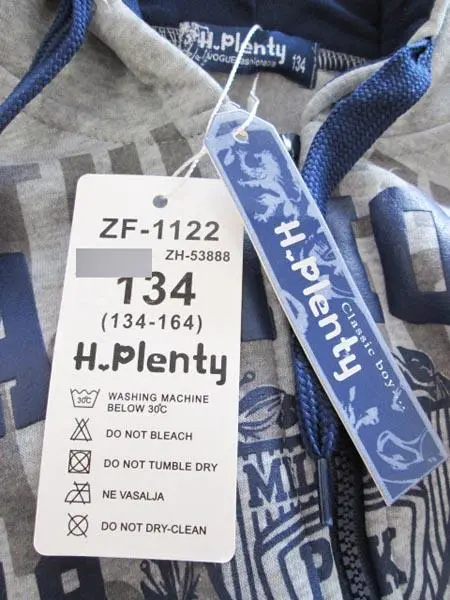 Foto dell’avviso ufficiale: H.Plenty Felpa per bambini — rischio: Strangolamento (A12/0577/16)