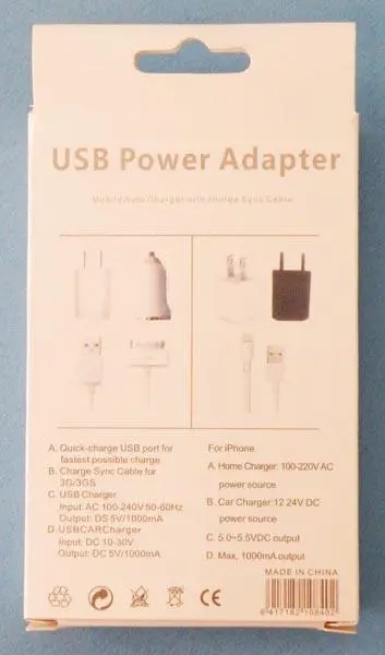Photo de l’avis officiel: USB Power Adapter Alimentation USB — risque: Choc électrique