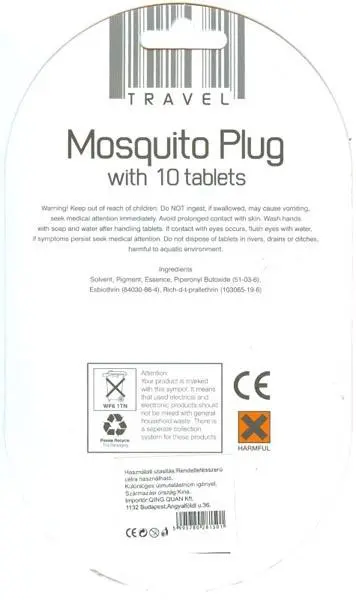Foto uit de officiële melding: TRAVEL Mosquito Plug Elektrisch mug-afstotend apparaat — risico: Elektrische schok