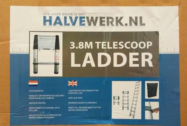 Foto do aviso oficial: Halvewerk 3.8M TELESCOOP LADDER Escada telescópica — risco: Ferimentos