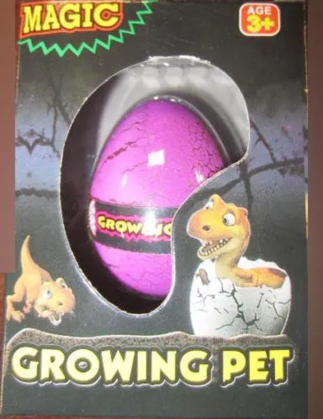 Foto aus der offiziellen Meldung: Hatch'em, Yuda 1) DINOSAUR EGG - Growing Pet; 2) GROWING PET; 3) DINOSAUR EGG - Growing Pet Erweiterbares Spie — Risiko: Ersticken & Verletzungen