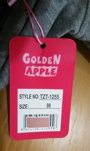 Foto do aviso oficial: Golden apple Conjunto de roupas para crianças — risco: Ferimentos & Estrangulamento