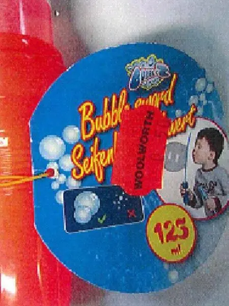 Photo from the official notice: Bubblez Seifenblasenschwert ('Bubble sword') soap bubble toy — microbiological risk