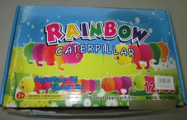 Photo de l’avis officiel: Creaciones Gavi 1) My Lovely Zoo, 2) My Lovely Farm, 3) Rainbow Caterpillar Jouet à bille puffer — risque: Étouffement