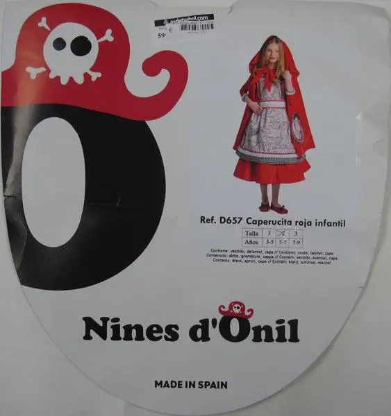 Photo from the official notice: Nines d'Onil Caperucita Roja Infantil girl's fancy-dress costume — injuries & strangulation risk