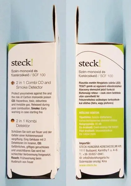 Photo from the official notice: Steck! Szén-monoxid és füstérzékelő ('2 in 1 Combi CO and Smoke Detector') carbon monoxide and smoke detector — suffocation risk
