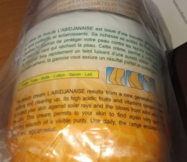 Foto do aviso oficial: L'Abidjanaise Treating Body Cream Produto para clarear a pele — risco: Químico